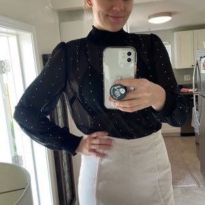 Sheer black long sleeve top. NWT